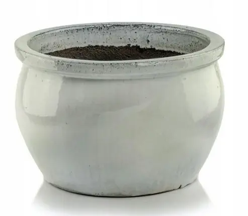 ,KVETINAC GLAZED 28cm -ROUND POT KREM 75.423.28
